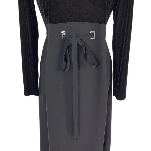 David Warren Formal Vintage Dress 6 Black Maxi Long Sleeve Retro Elegant - Picture 3 of 9